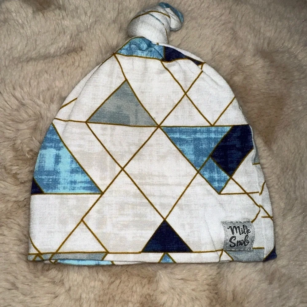 Milk Snob Geometric Blue and Gold Baby Hat